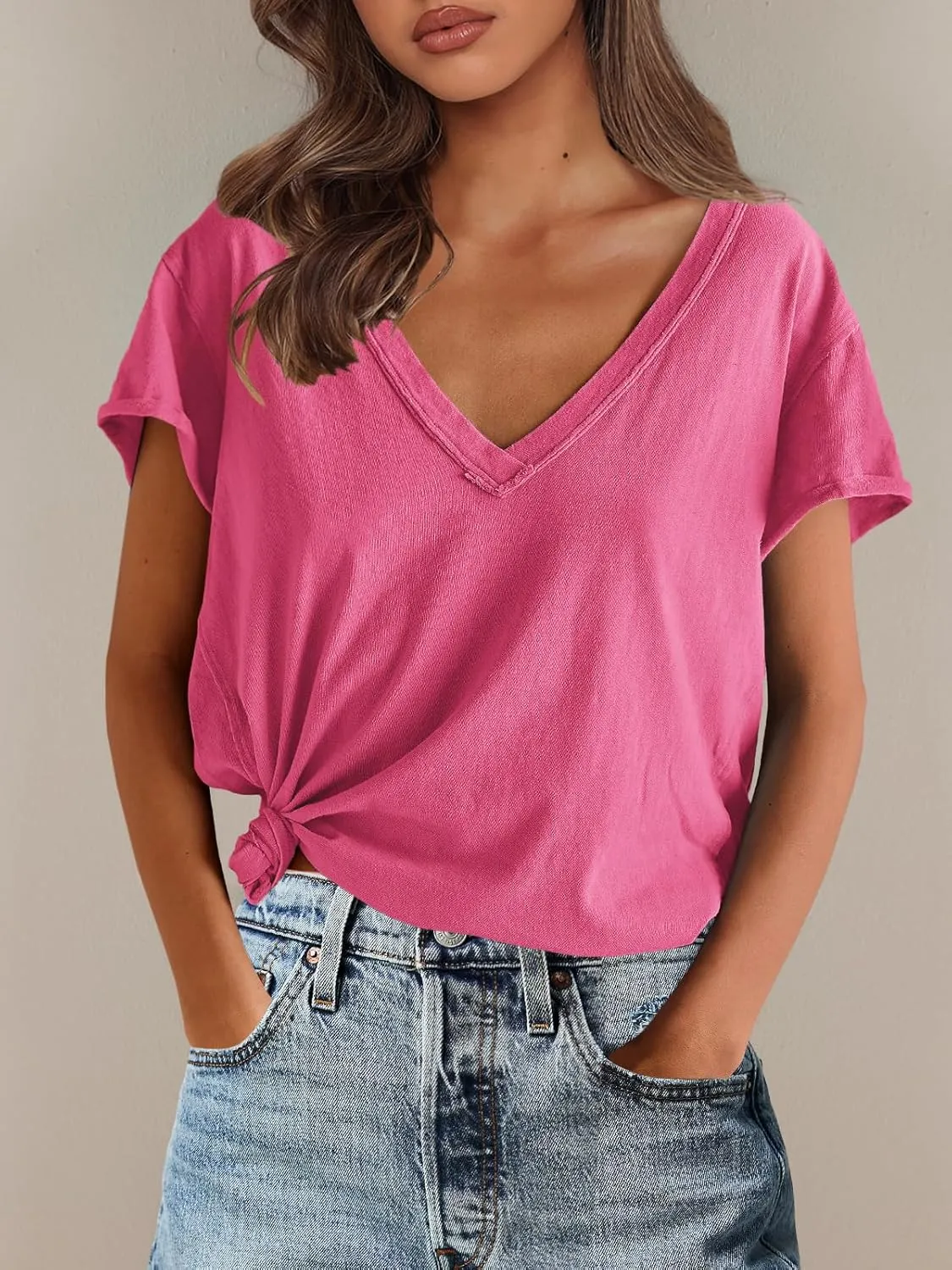 SENSERISE Womens Oversized T Shirts Crewneck Short Sleeve Summer Athletic BF Tees Shirt Loose Fit Y2K Tops