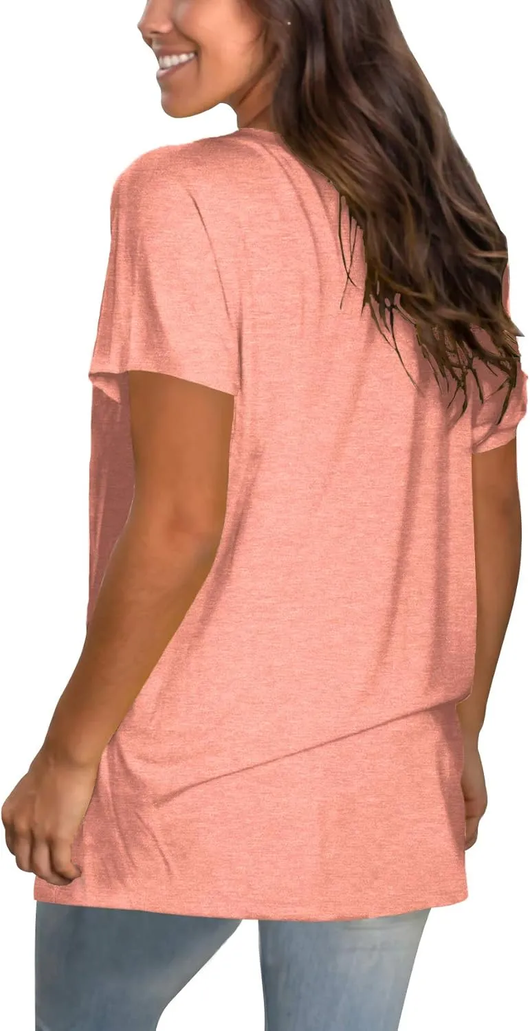 Sipaya Womens T Shirts Basic V Neck Tee Loose Fitting Casual Short Sleeve Tops