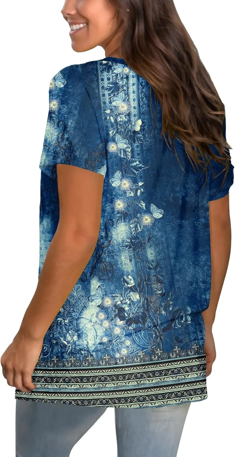 Sipaya Womens T Shirts Basic V Neck Tee Loose Fitting Casual Short Sleeve Tops