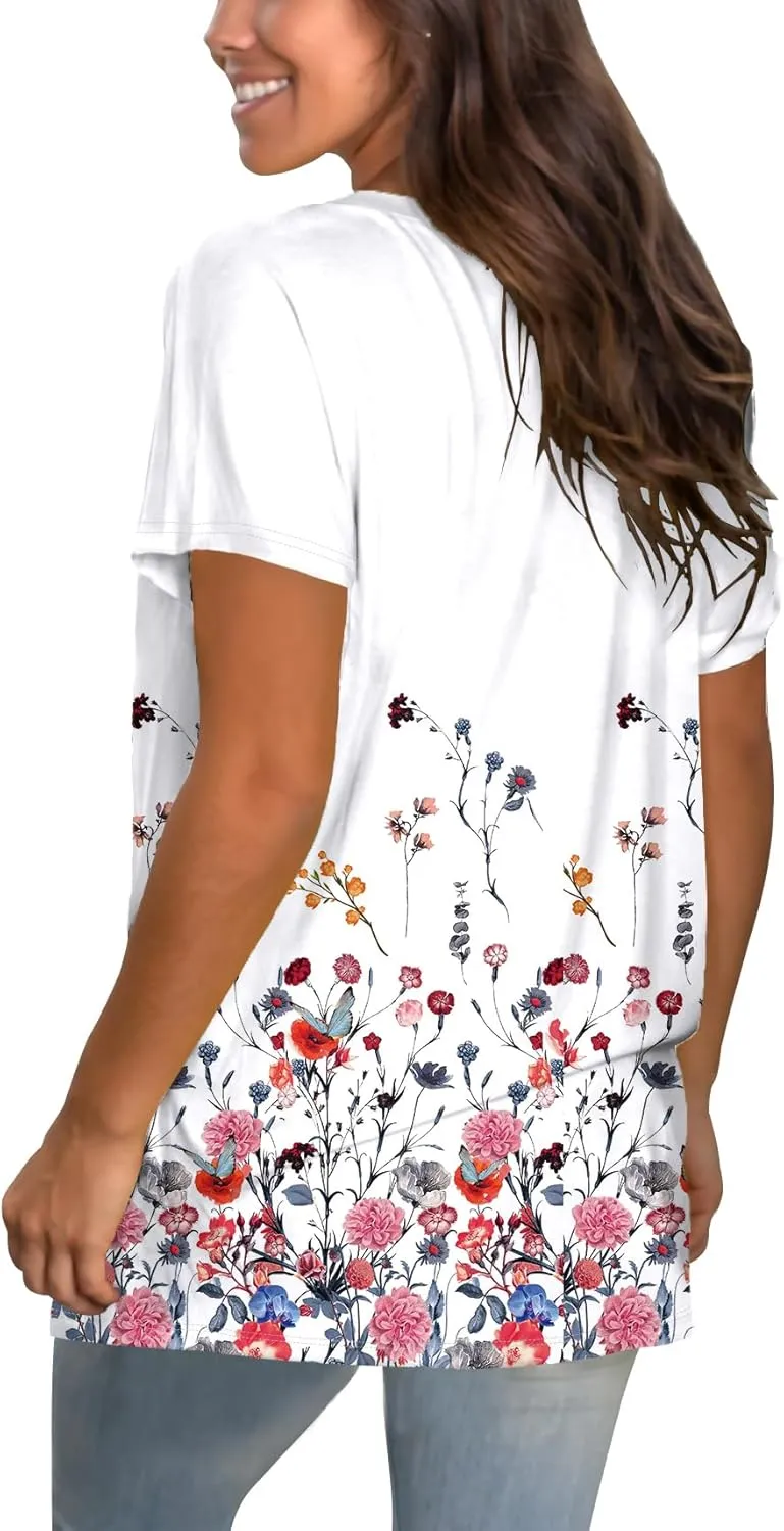 Sipaya Womens T Shirts Basic V Neck Tee Loose Fitting Casual Short Sleeve Tops