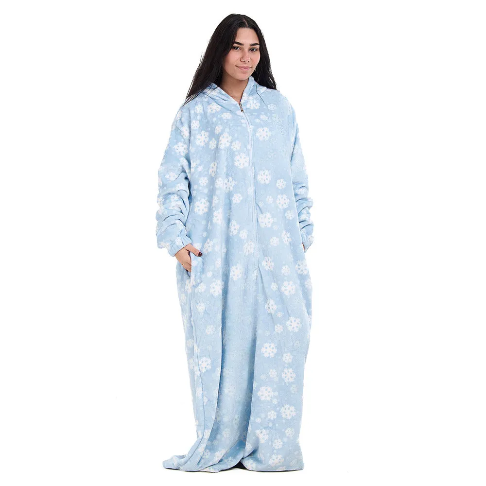 Snuggs Monk Wearable Blanket Snowflakes Light Blue