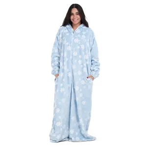 Snuggs Monk Wearable Blanket Snowflakes Light Blue