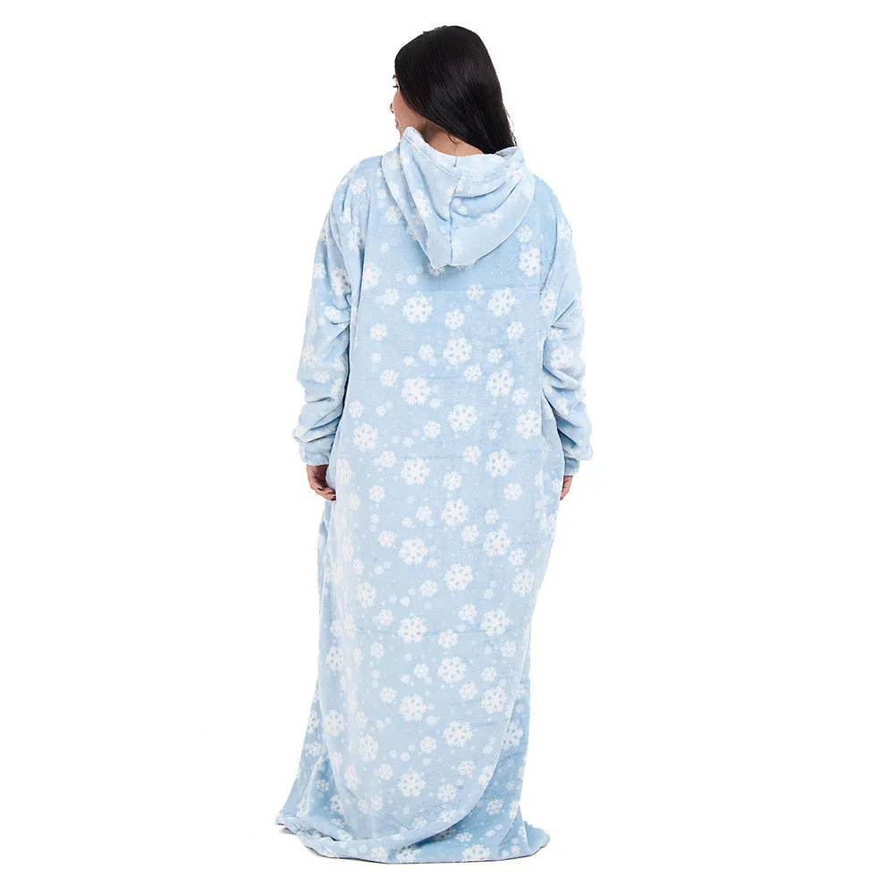 Snuggs Monk Wearable Blanket Snowflakes Light Blue