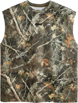 SOLY HUX Men's Camo Print Tank Top Crew Neck Sleeveless Loose T Shirts Summer Outdoor Streetwear