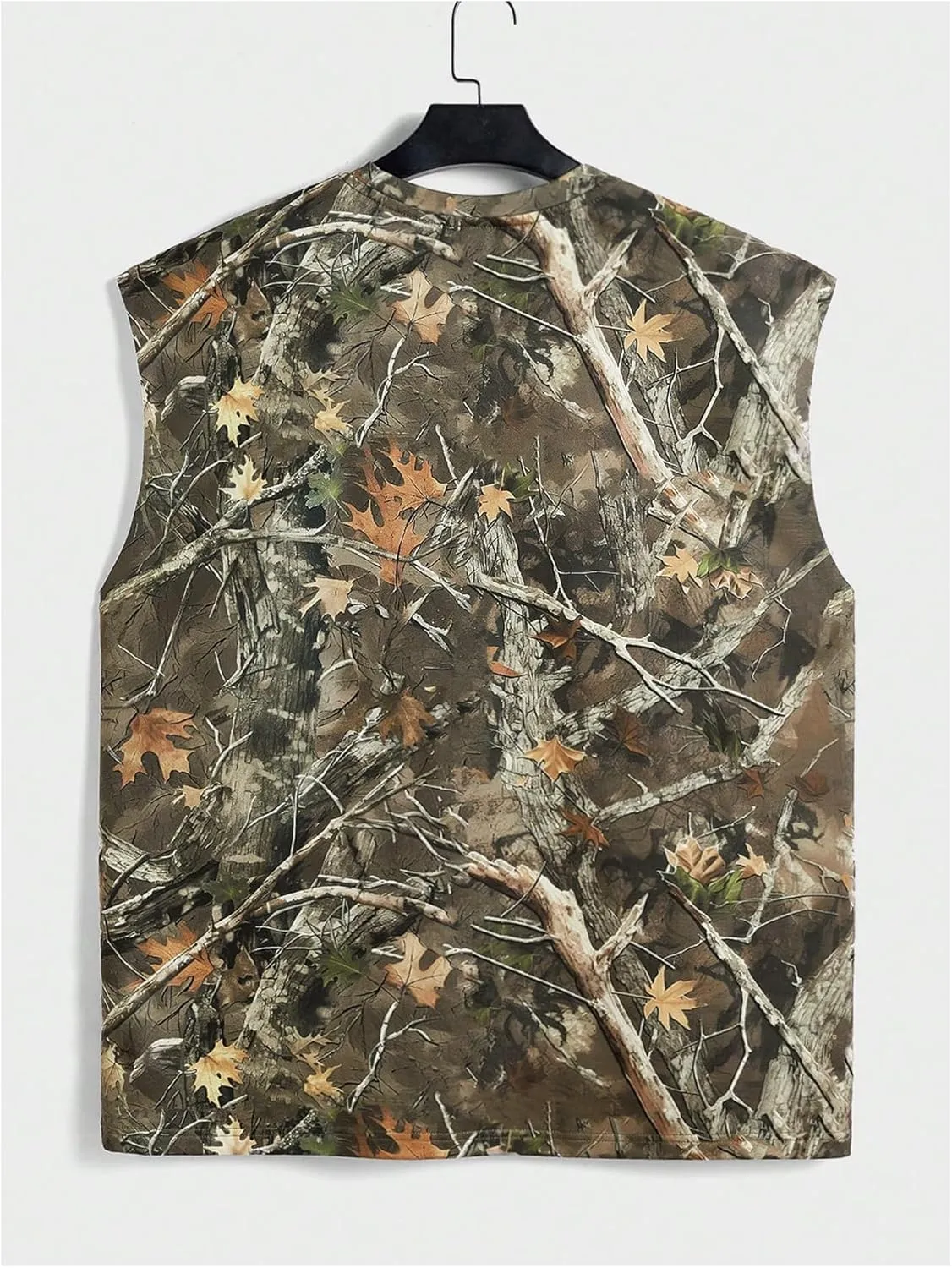 SOLY HUX Men's Camo Print Tank Top Crew Neck Sleeveless Loose T Shirts Summer Outdoor Streetwear