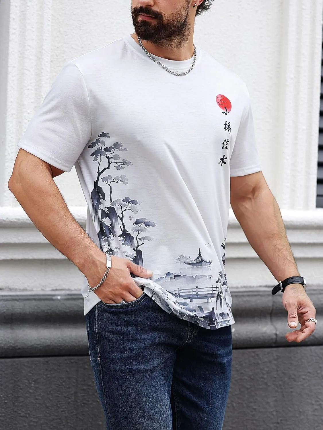 SOLY HUX Men's Graphic Short Sleeve Tee Crew Neck Letter Print T Shirts Summer Tops