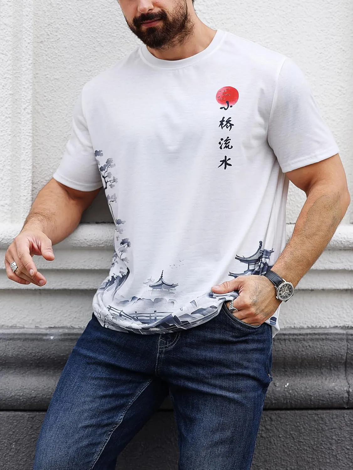 SOLY HUX Men's Graphic Short Sleeve Tee Crew Neck Letter Print T Shirts Summer Tops