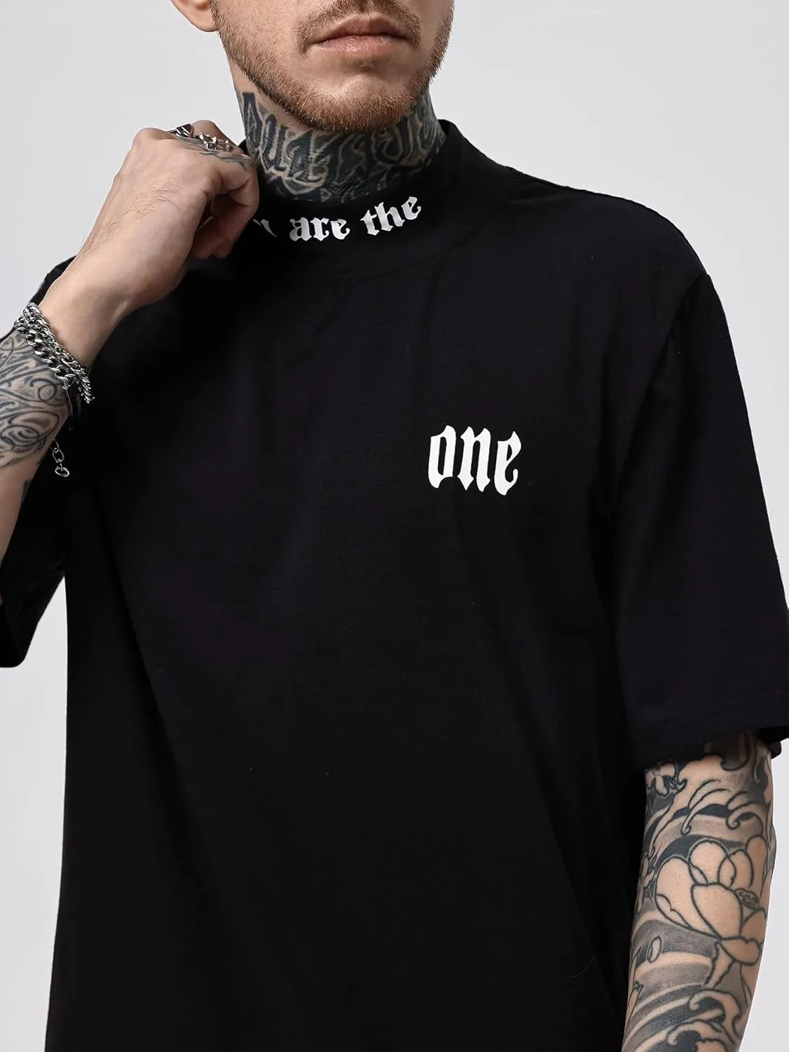 SOLY HUX Men's Letter Graphic Tee Mock Neck T Shirts Short Sleeve Summer Tops