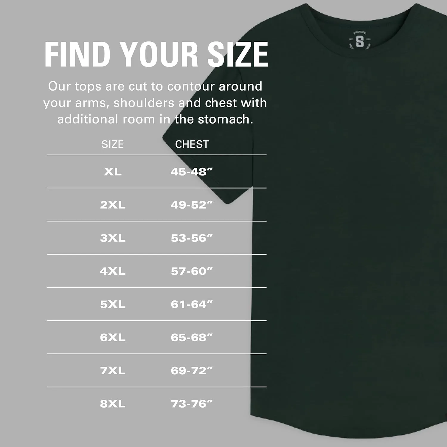 STRONGSIZE Men's Big and Tall Shirts  Stretch T-Shirt for Casual Wear (Available in Longer and Regular Length)