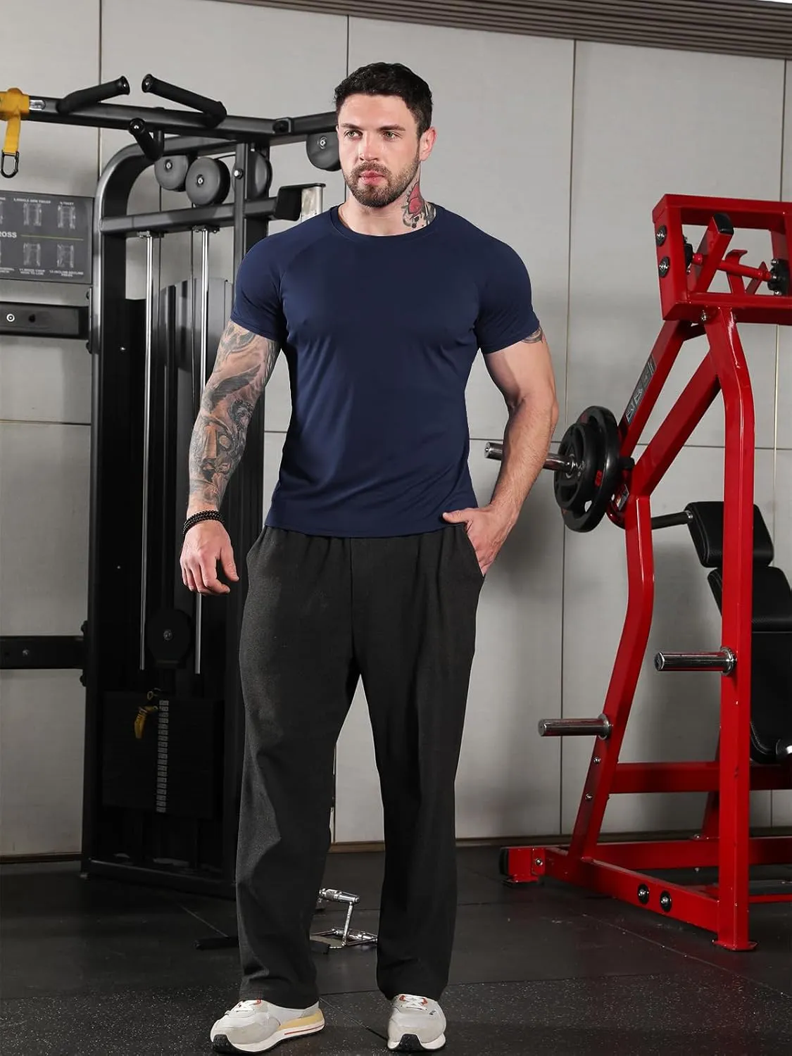 Sumolux 5 Pack Mens Active Crew Neck T Shirts Quick Dry Athletic Running Gym Workout Short Sleeve Tee Tops Bulk