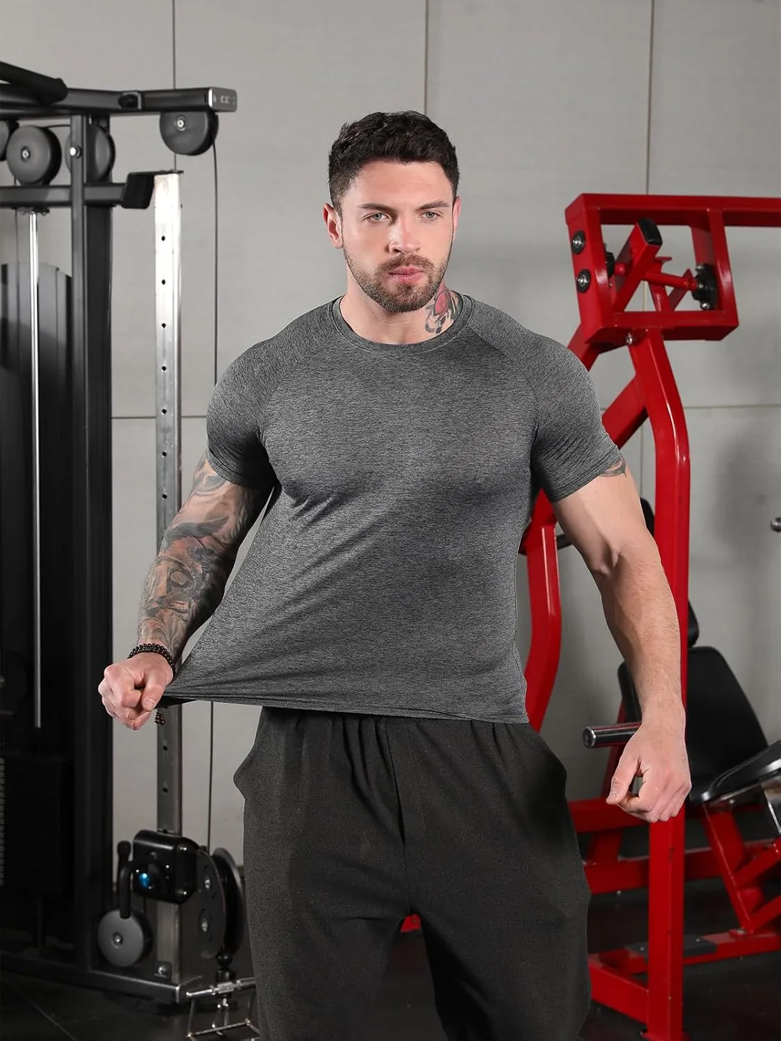 Sumolux 5 Pack Mens Active Crew Neck T Shirts Quick Dry Athletic Running Gym Workout Short Sleeve Tee Tops Bulk