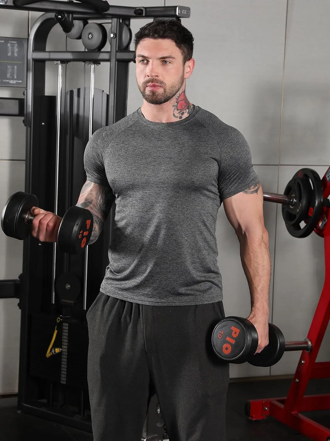 Sumolux 5 Pack Mens Active Crew Neck T Shirts Quick Dry Athletic Running Gym Workout Short Sleeve Tee Tops Bulk