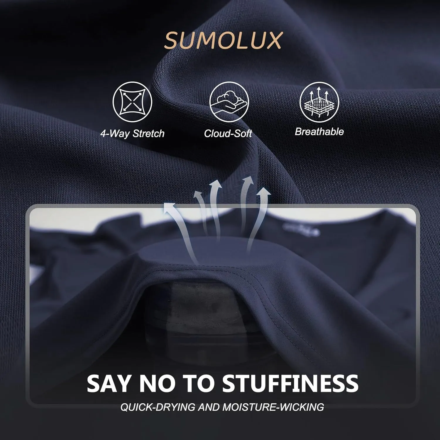 Sumolux 5 Pack Mens Active Crew Neck T Shirts Quick Dry Athletic Running Gym Workout Short Sleeve Tee Tops Bulk