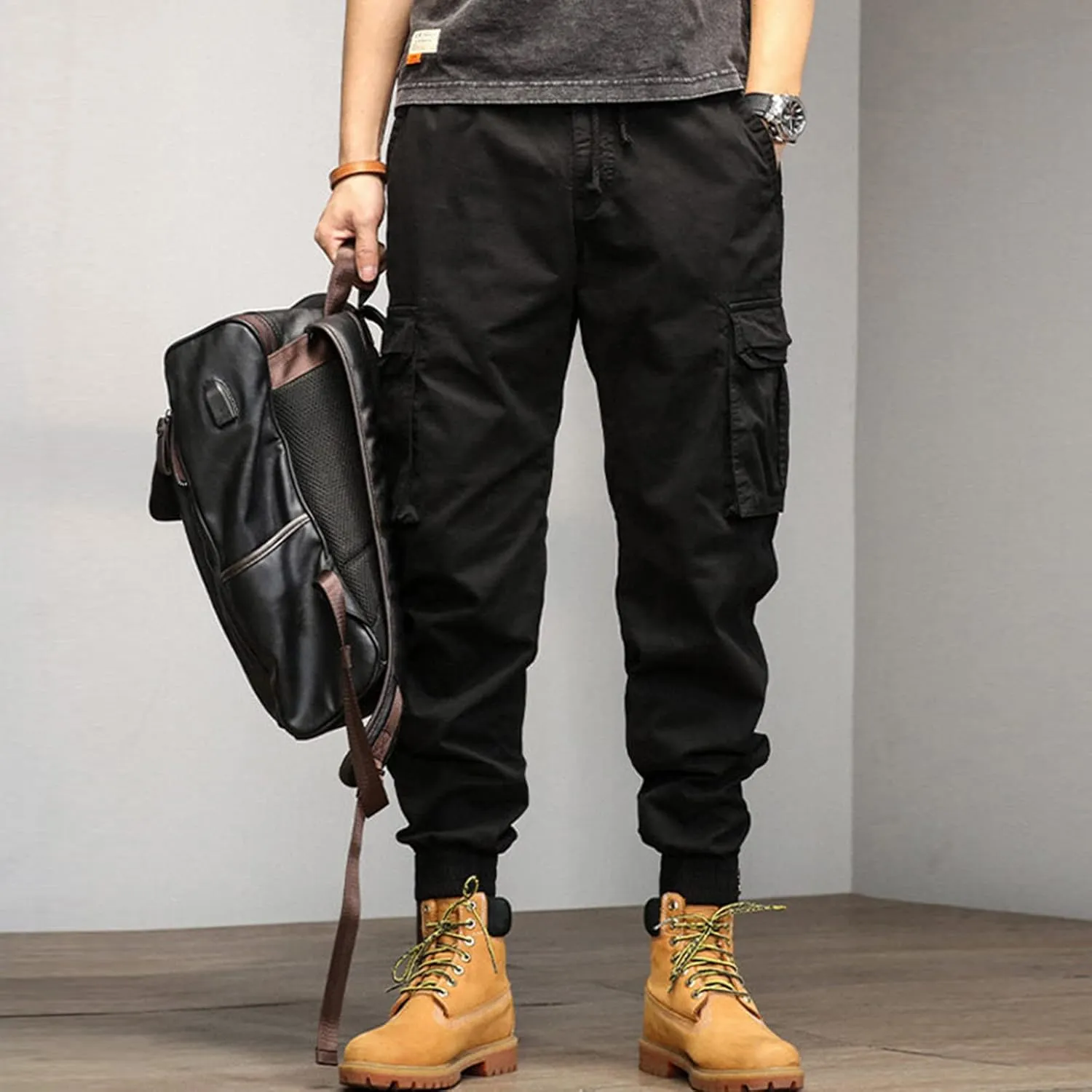 Sweatpant for Men with Pockets Loose Sweatpant 2023 Outdoor Autumn Men's Cargo Casual Pants Plain Color Joggers Men's