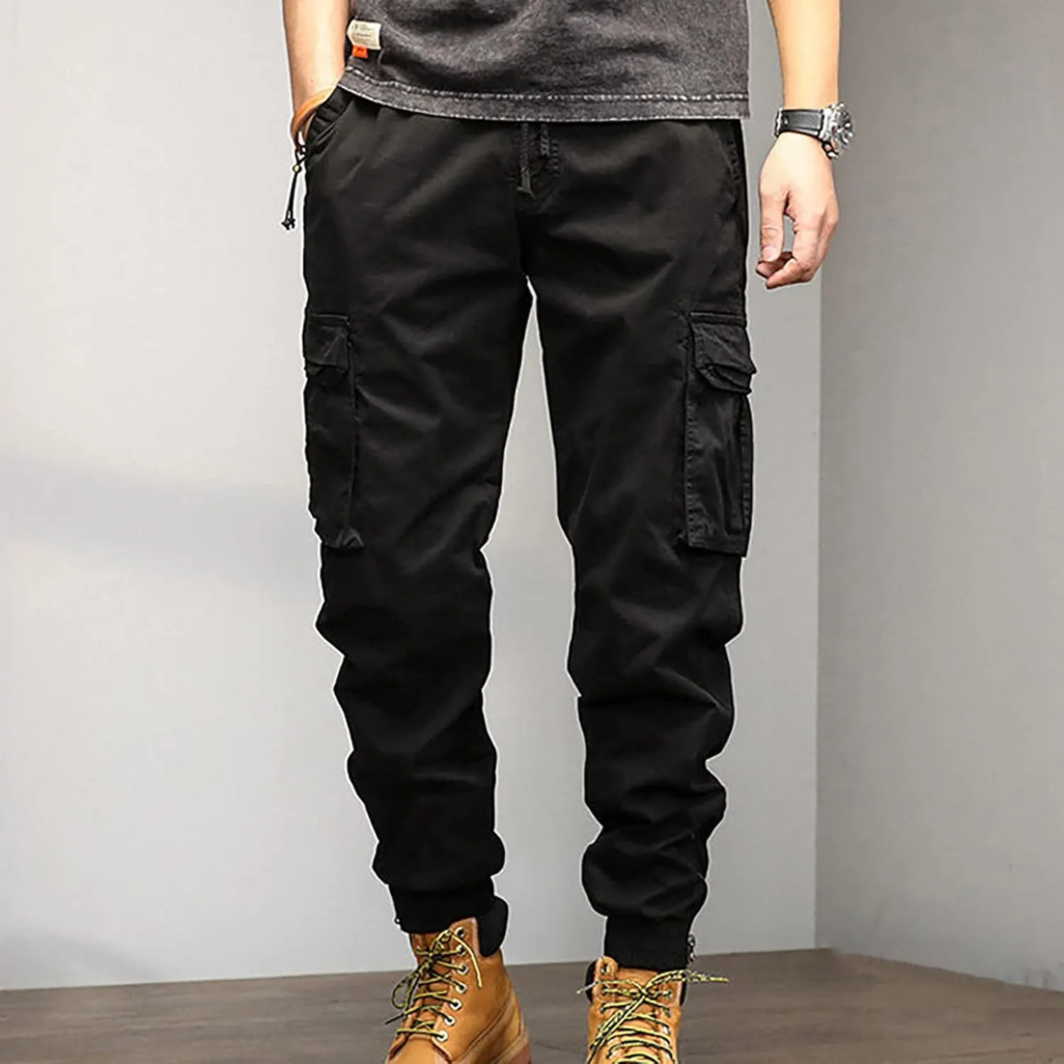 Sweatpant for Men with Pockets Loose Sweatpant 2023 Outdoor Autumn Men's Cargo Casual Pants Plain Color Joggers Men's