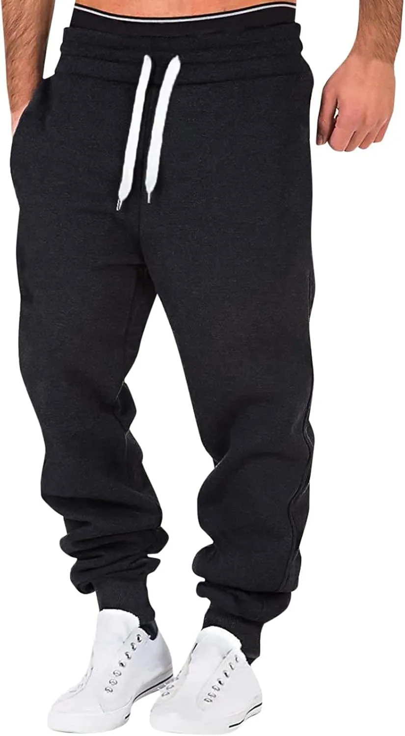Sweatpants for Men with Pockets Jogger Sweatpants Drawstring Outdoor Trousers with Pockets Men's Cotton Multi-Pockets