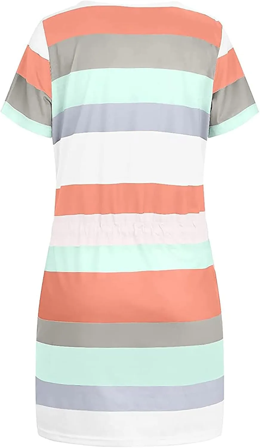 T Shirt Dresses for Women Striped Short Sleeve Tie Waist Mini Tshirt Dress Cute Summer Short Sundresses with Pockets
