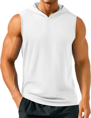 TACVASEN Men's Workout Hooded Tank Tops Sleeveless Gym Muscle Hoodies Sleeveless Lightweight Summer T Shirts