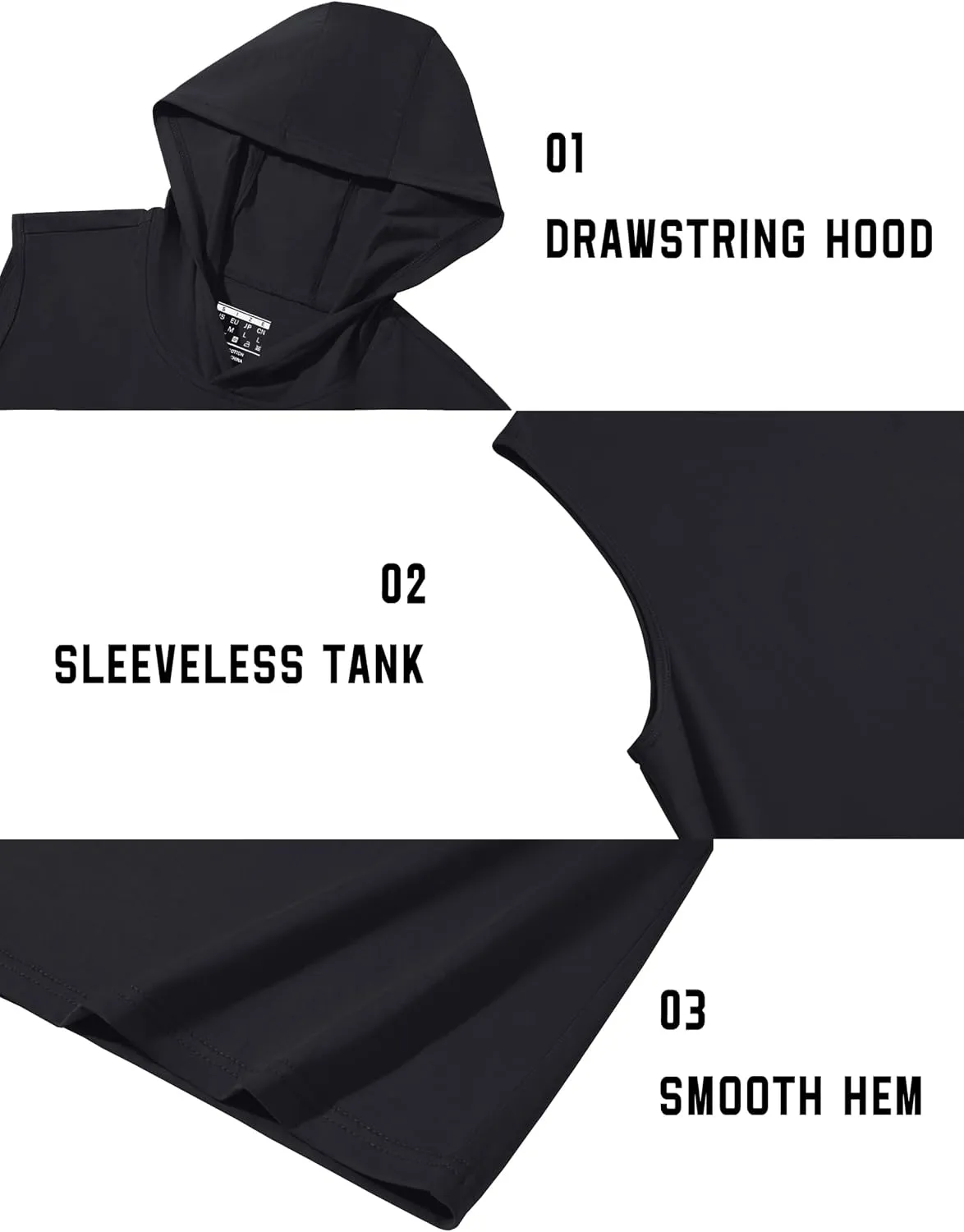 TACVASEN Men's Workout Hooded Tank Tops Sleeveless Gym Muscle Hoodies Sleeveless Lightweight Summer T Shirts