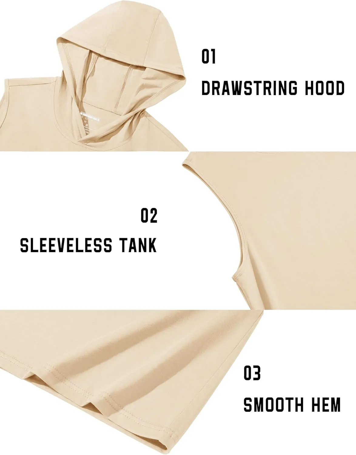 TACVASEN Men's Workout Hooded Tank Tops Sleeveless Gym Muscle Hoodies Sleeveless Lightweight Summer T Shirts