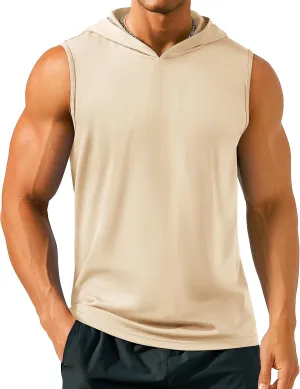 TACVASEN Men's Workout Hooded Tank Tops Sleeveless Gym Muscle Hoodies Sleeveless Lightweight Summer T Shirts