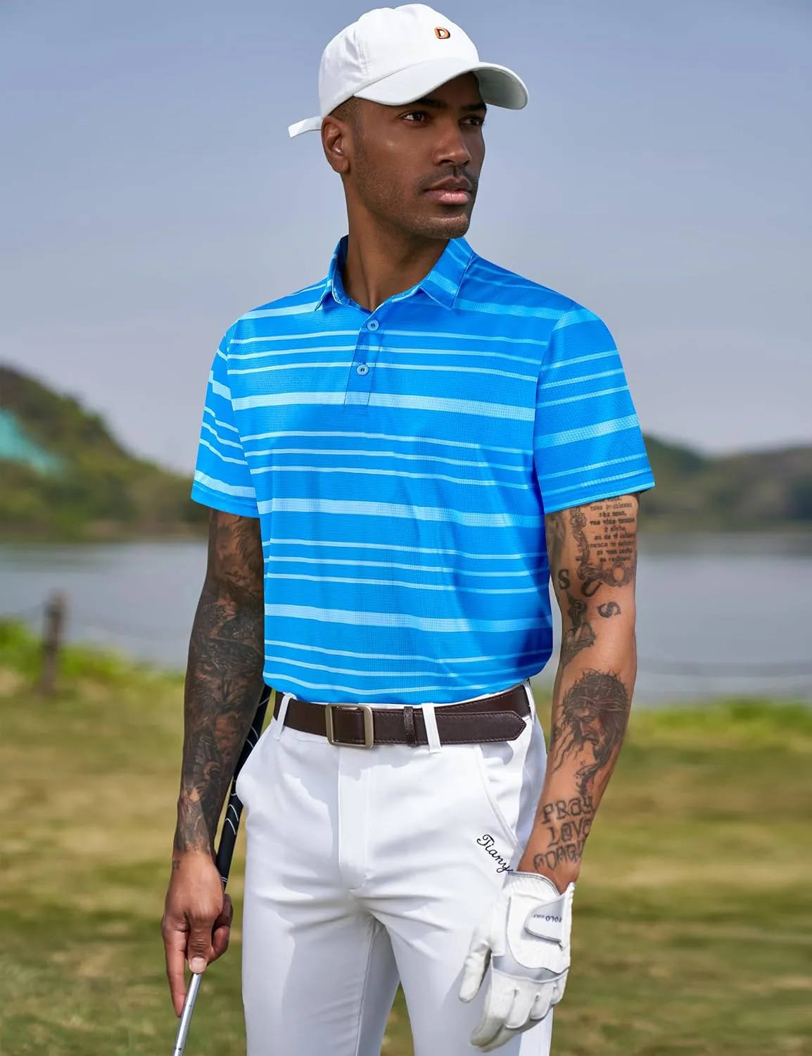 TAPULCO Mens Short Sleeve Modern Printed Performance Moisture Wicking Polo Activewear Golf Collared T-Shirts