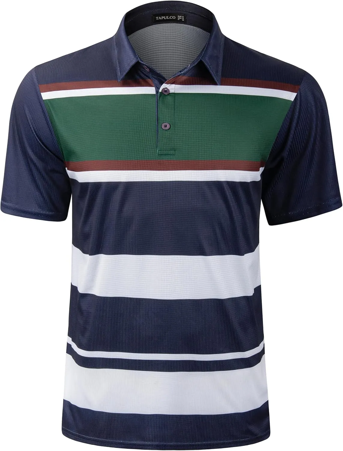 TAPULCO Mens Short Sleeve Modern Printed Performance Moisture Wicking Polo Activewear Golf Collared T-Shirts