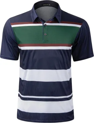 TAPULCO Mens Short Sleeve Modern Printed Performance Moisture Wicking Polo Activewear Golf Collared T-Shirts