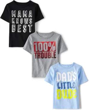 The Children's Place Baby and Toddler Boys' Family Short Sleeve Graphic T-Shirts, Multipack