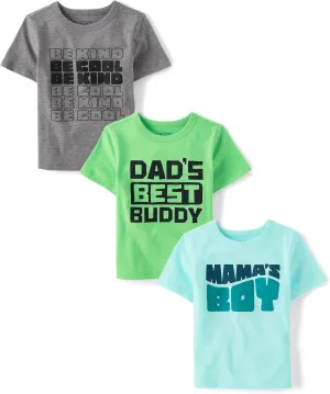 The Children's Place Baby and Toddler Boys' Family Short Sleeve Graphic T-Shirts, Multipack