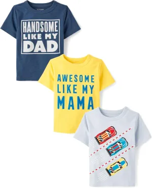 The Children's Place Baby and Toddler Boys' Family Short Sleeve Graphic T-Shirts, Multipack