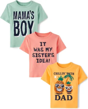 The Children's Place Baby and Toddler Boys' Family Short Sleeve Graphic T-Shirts, Multipack
