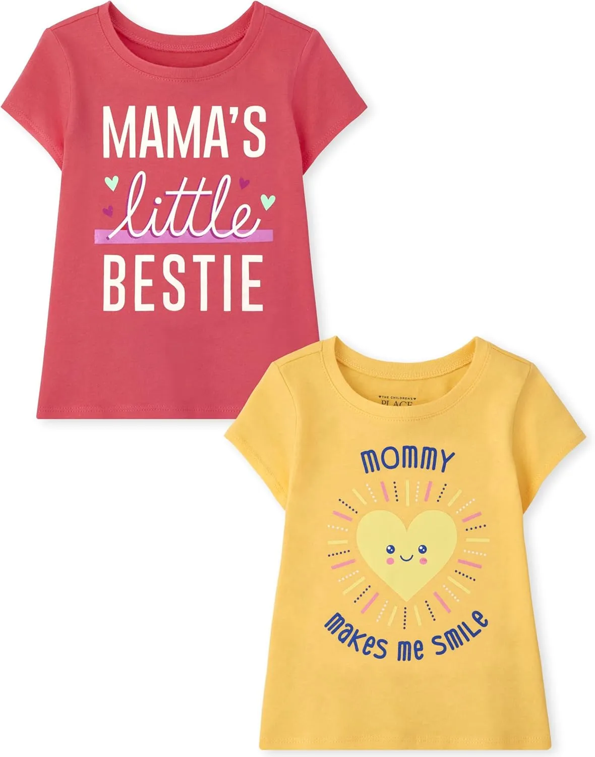 The Children's Place Baby and Toddler Girls' Family Short Sleeve Graphic T-Shirts, Multipack