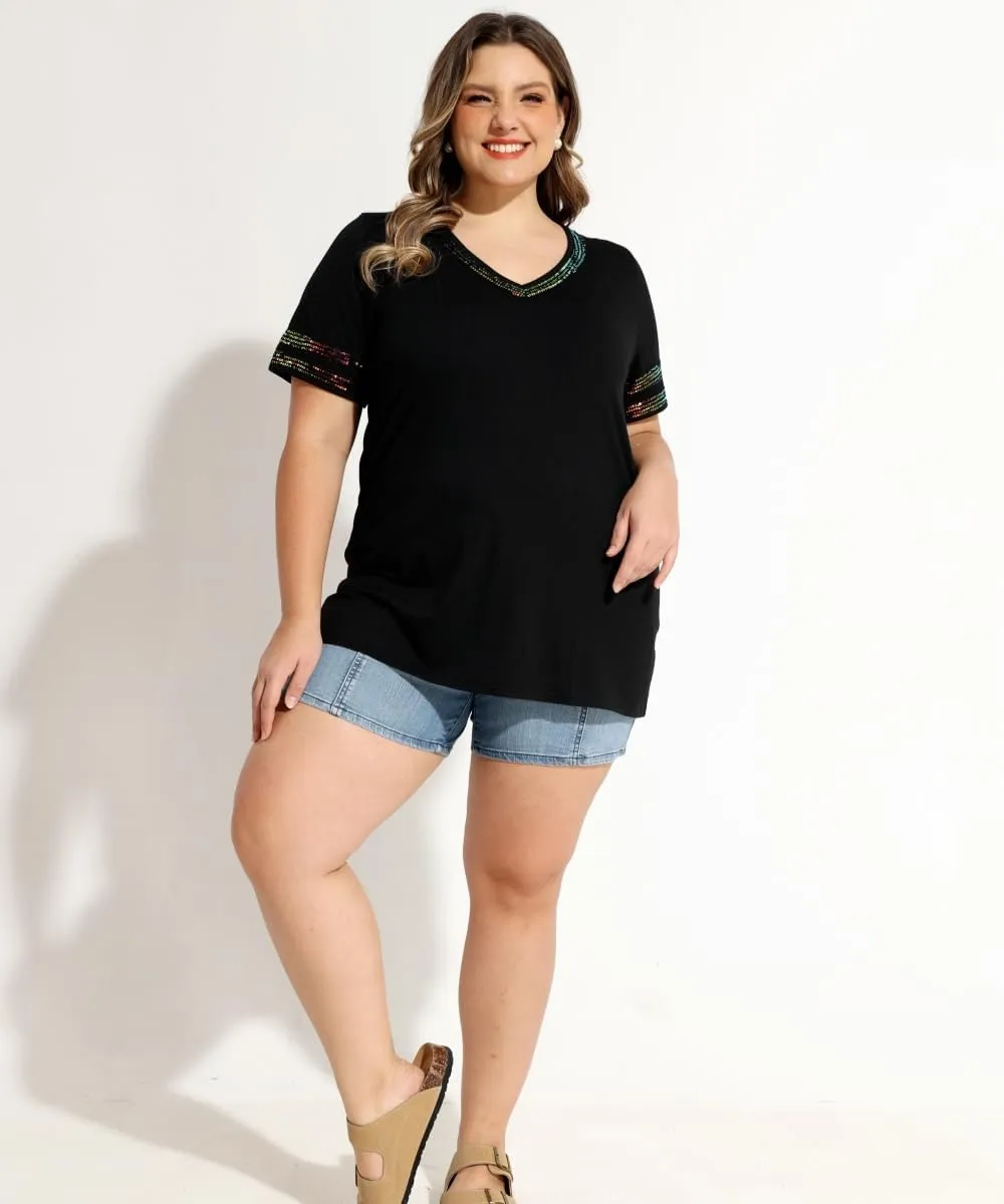 TIYOMI Plus Size Tops for Women V Neck Raglan T-Shirt Short Sleeve Summer Shirts Casual Loose Tunic Blouse