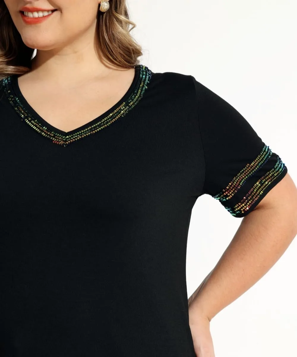 TIYOMI Plus Size Tops for Women V Neck Raglan T-Shirt Short Sleeve Summer Shirts Casual Loose Tunic Blouse