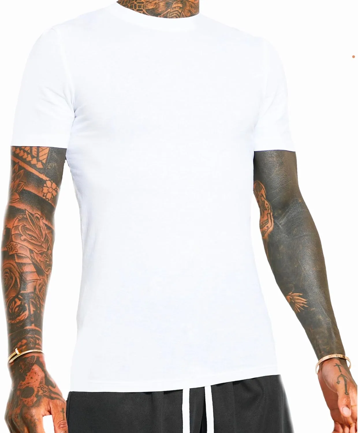 Trailblazer Slim Fit White and Black T-Shirts (3 Pack) Crewneck No Shrink Undershirts