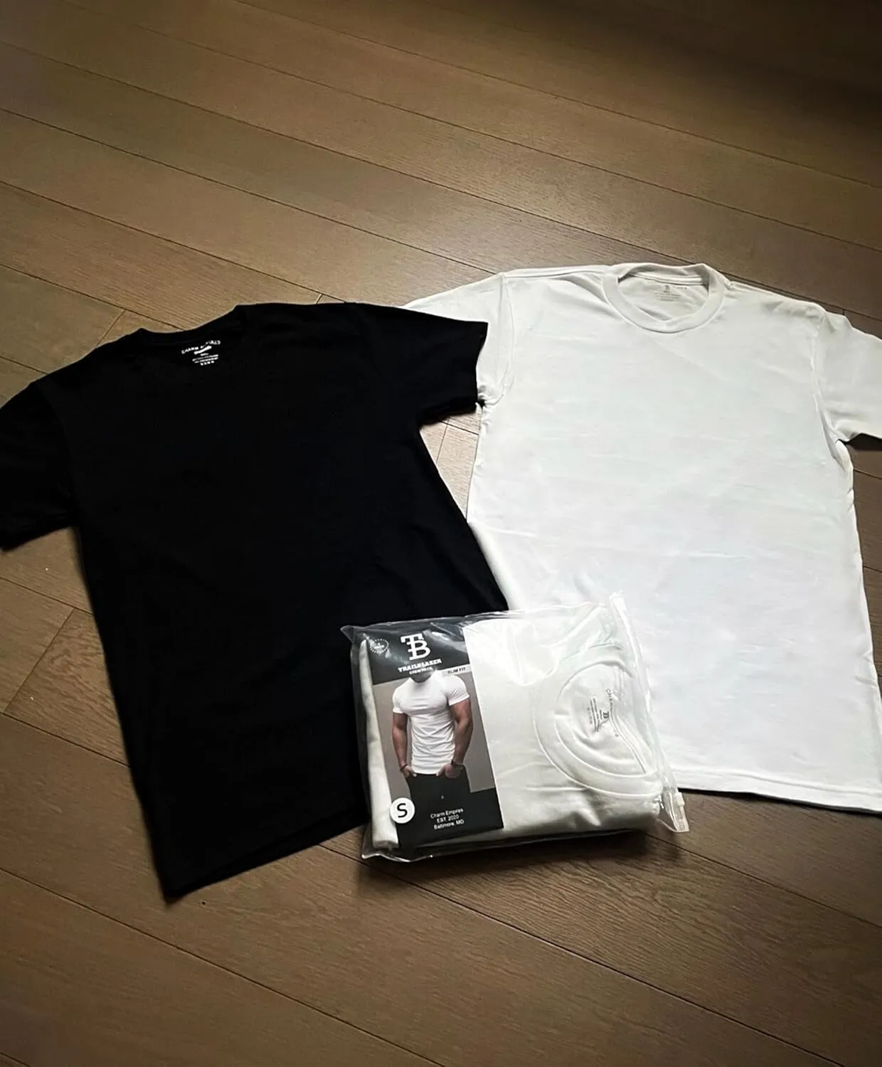 Trailblazer Slim Fit White and Black T-Shirts (3 Pack) Crewneck No Shrink Undershirts