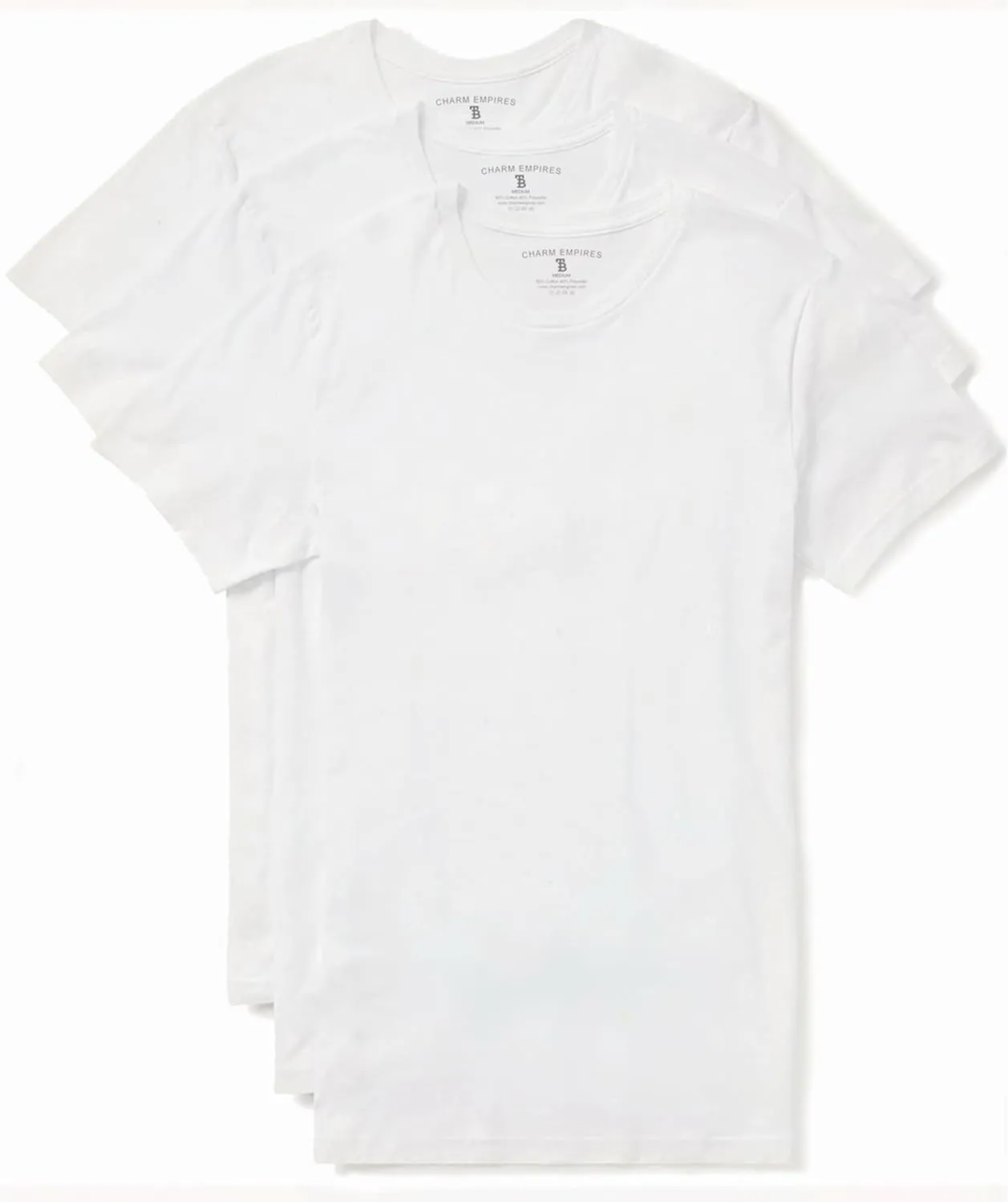 Trailblazer Slim Fit White and Black T-Shirts (3 Pack) Crewneck No Shrink Undershirts