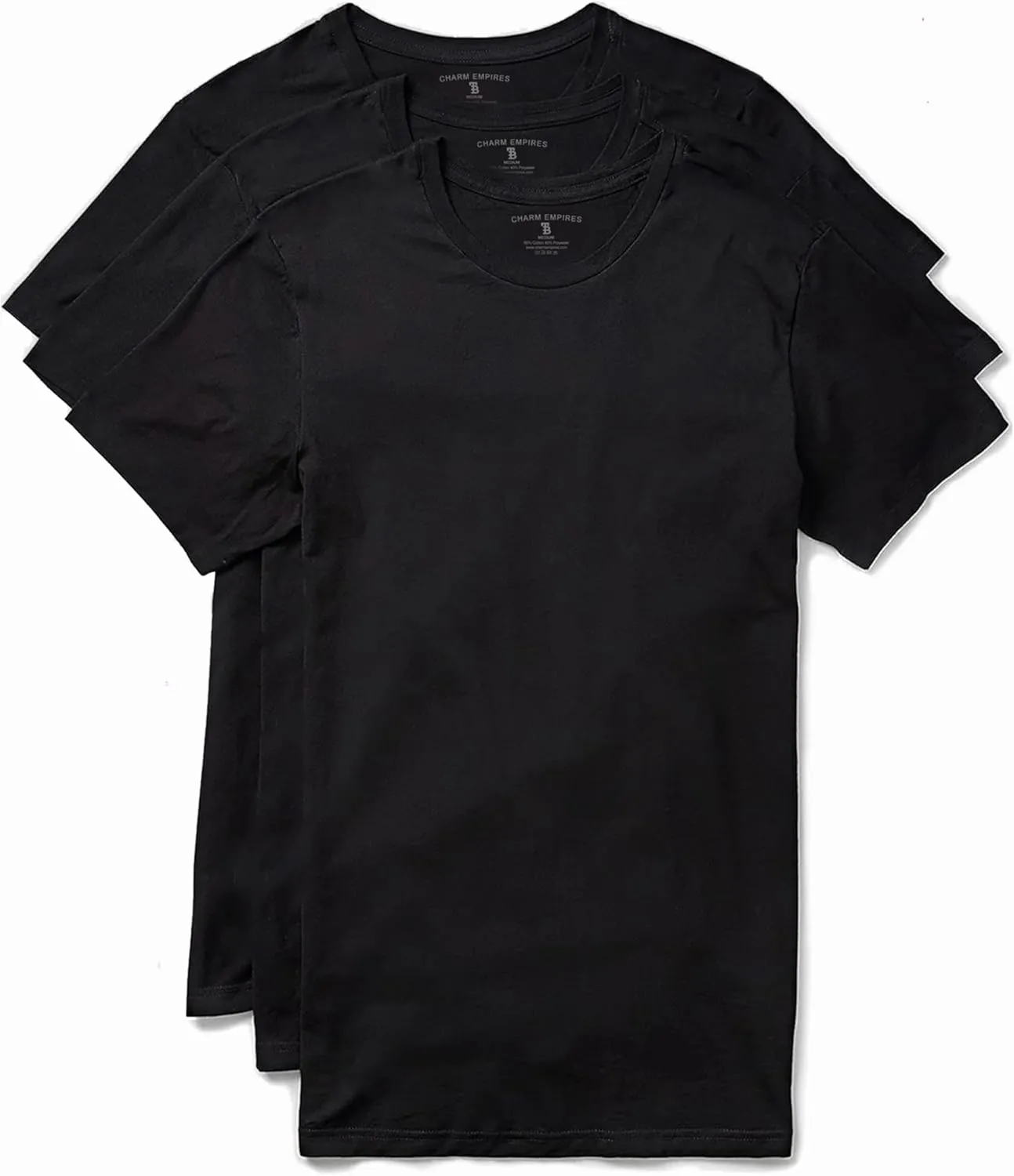 Trailblazer Slim Fit White and Black T-Shirts (3 Pack) Crewneck No Shrink Undershirts