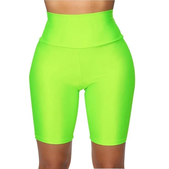 Trendy High Waist Summer Casual Biking Neon Shorts