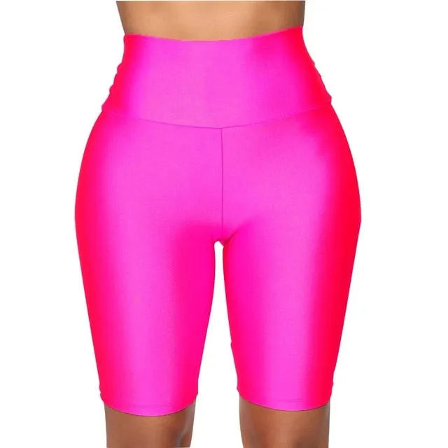Trendy High Waist Summer Casual Biking Neon Shorts