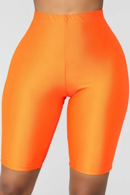 Trendy High Waist Summer Casual Biking Neon Shorts