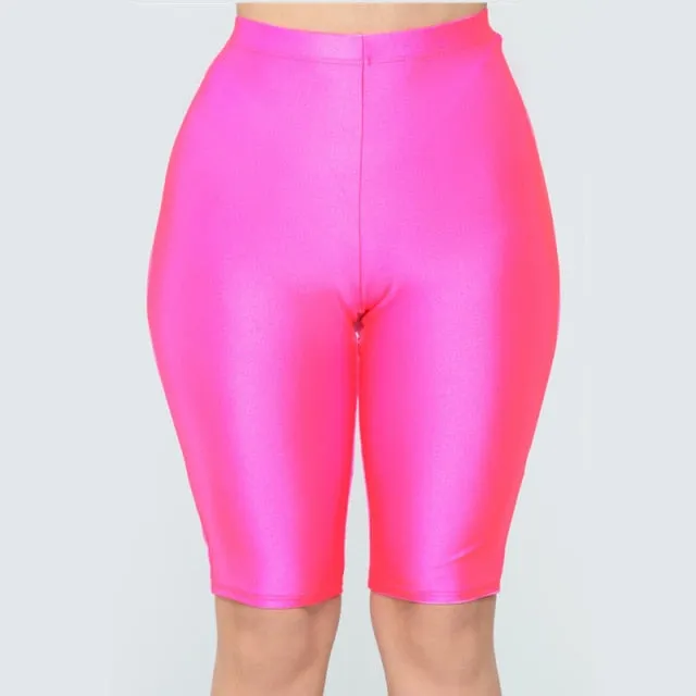 Trendy High Waist Summer Casual Biking Neon Shorts