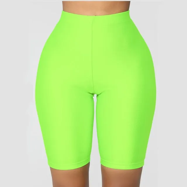 Trendy High Waist Summer Casual Biking Neon Shorts