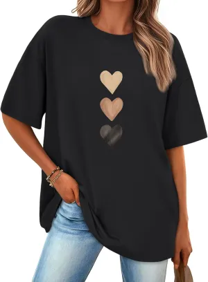 Trendy Queen Womens Graphic Tees Oversized Casual Tops Short Sleeve Loose Fit T Shirts Going Out Cute Summer Tops 2025
