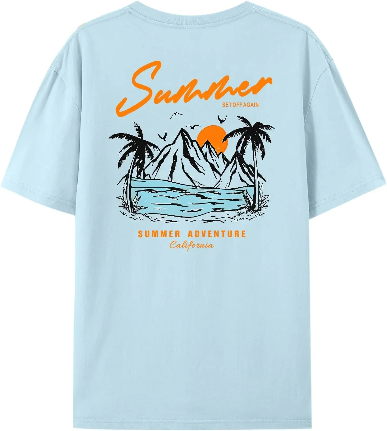 Tuislay Mens Graphic t-Shirts Casual Oversized Letter Print Beach Shirts Baggy Cotton Short Sleeve Tshirt Summer tee Top