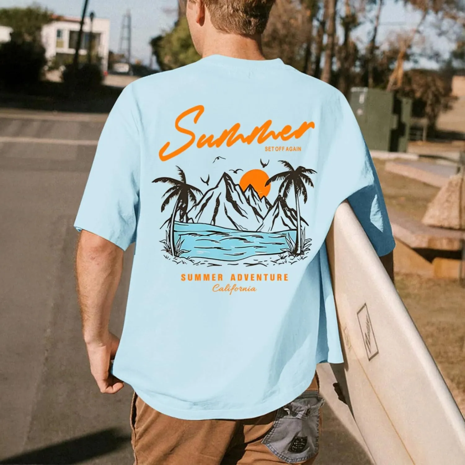 Tuislay Mens Graphic t-Shirts Casual Oversized Letter Print Beach Shirts Baggy Cotton Short Sleeve Tshirt Summer tee Top