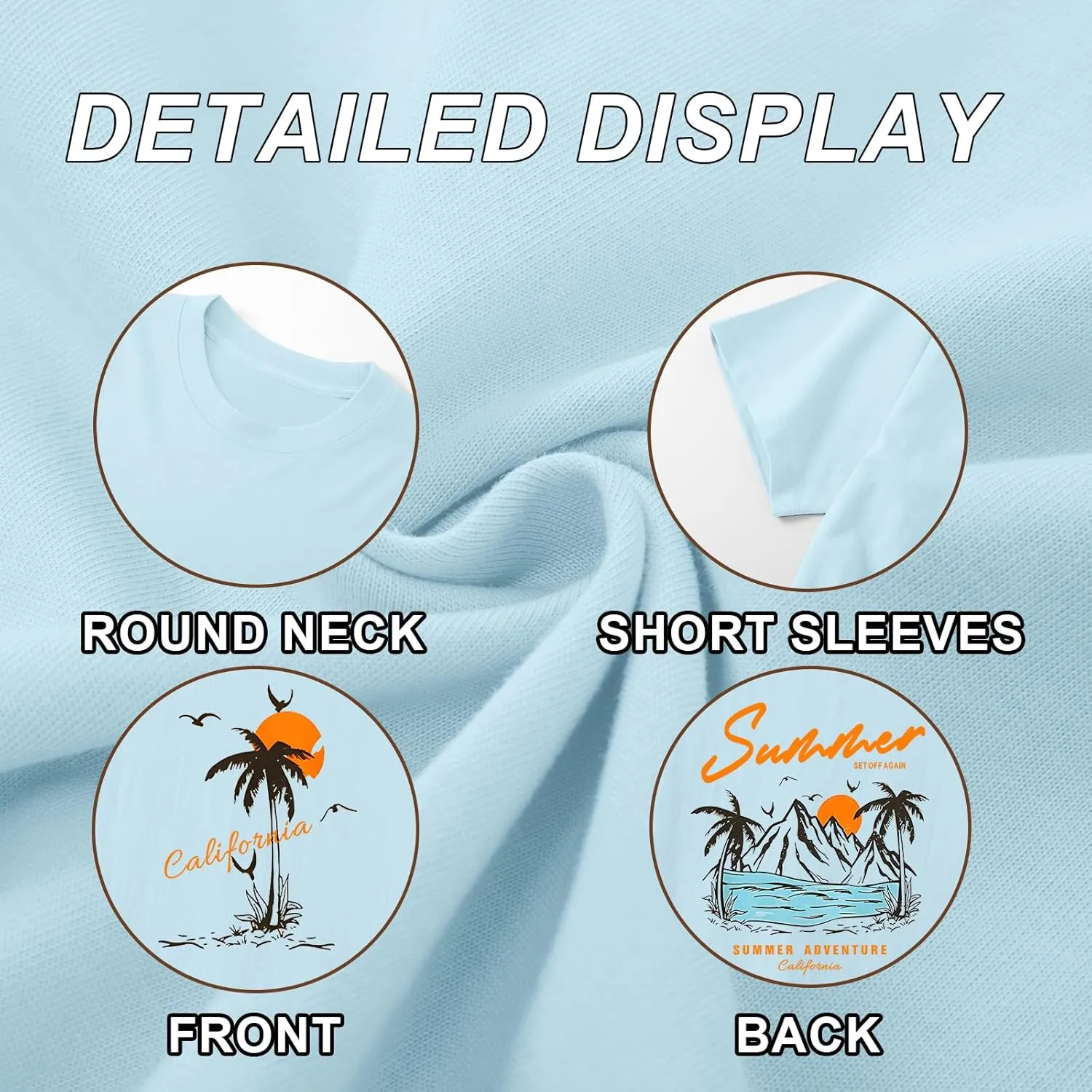 Tuislay Mens Graphic t-Shirts Casual Oversized Letter Print Beach Shirts Baggy Cotton Short Sleeve Tshirt Summer tee Top