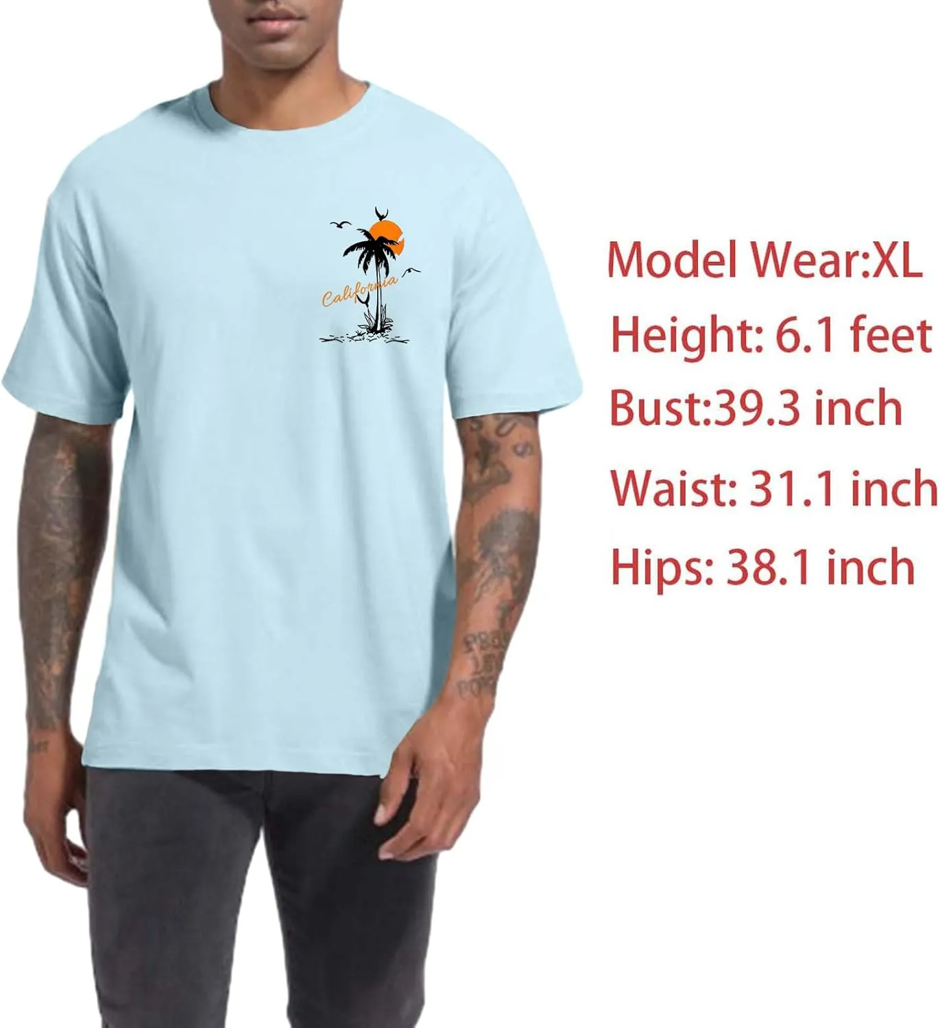 Tuislay Mens Graphic t-Shirts Casual Oversized Letter Print Beach Shirts Baggy Cotton Short Sleeve Tshirt Summer tee Top