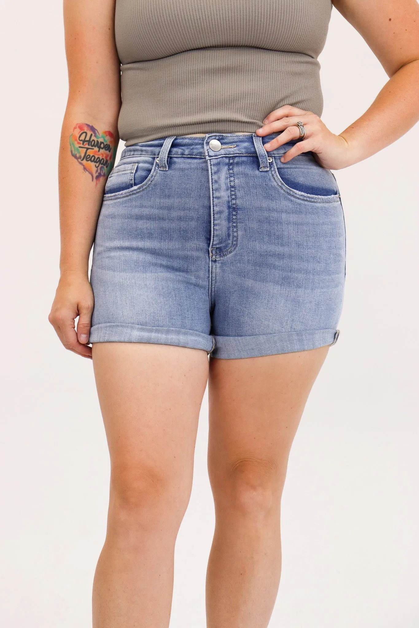 Tummy Control Cuffed Shorts by RFM